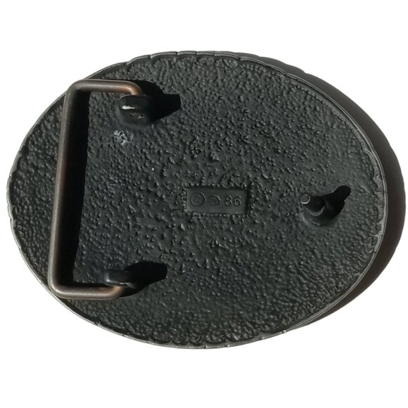 1986 Live to Ride, Ride to Live, Born in USA Vintage Belt Buckle, Turquoise - Picture 3 of 7